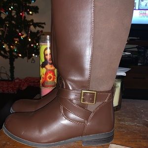 Brown leather boots